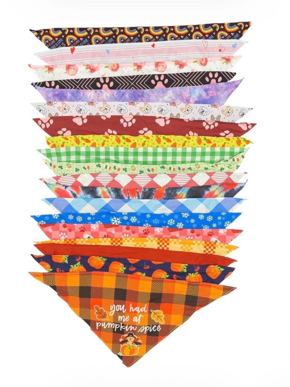 Dog Scarf Set of 18 Mystery Box Variety of Holidays Occasions Seasons 26” Wide